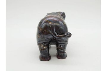 カバ　落ち着いた佇まいの置物4点セット(彫刻、動物、アニマル、オブジェ、ディスプレイ)(R-081473)