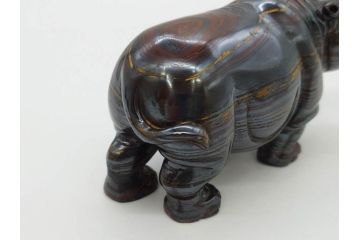 カバ　落ち着いた佇まいの置物4点セット(彫刻、動物、アニマル、オブジェ、ディスプレイ)(R-081473)