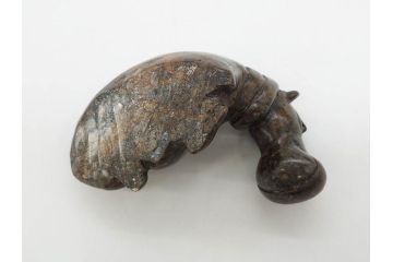 カバ　落ち着いた佇まいの置物4点セット(彫刻、動物、アニマル、オブジェ、ディスプレイ)(R-081473)