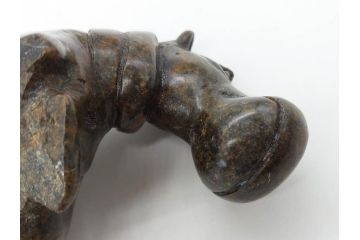 カバ　落ち着いた佇まいの置物4点セット(彫刻、動物、アニマル、オブジェ、ディスプレイ)(R-081473)