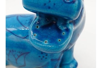 青いカバ　ユニークな表情が魅力の置物6点セット(エジプト、大英博物館?、美術館?、BMP、動物、アニマル、オブジェ、ディスプレイ、陶器)(R-081474)
