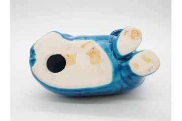 青いカバ　ユニークな表情が魅力の置物6点セット(エジプト、大英博物館?、美術館?、BMP、動物、アニマル、オブジェ、ディスプレイ、陶器)(R-081474)