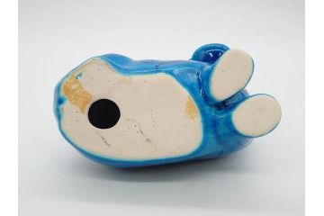 青いカバ　ユニークな表情が魅力の置物6点セット(エジプト、大英博物館?、美術館?、BMP、動物、アニマル、オブジェ、ディスプレイ、陶器)(R-081474)