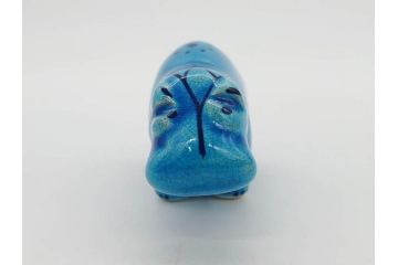 青いカバ　ユニークな表情が魅力の置物6点セット(エジプト、大英博物館?、美術館?、BMP、動物、アニマル、オブジェ、ディスプレイ、陶器)(R-081474)