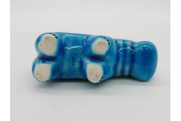 青いカバ　ユニークな表情が魅力の置物6点セット(エジプト、大英博物館?、美術館?、BMP、動物、アニマル、オブジェ、ディスプレイ、陶器)(R-081474)