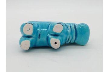 青いカバ　ユニークな表情が魅力の置物6点セット(エジプト、大英博物館?、美術館?、BMP、動物、アニマル、オブジェ、ディスプレイ、陶器)(R-081474)