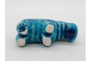 青いカバ　ユニークな表情が魅力の置物6点セット(エジプト、大英博物館?、美術館?、BMP、動物、アニマル、オブジェ、ディスプレイ、陶器)(R-081474)
