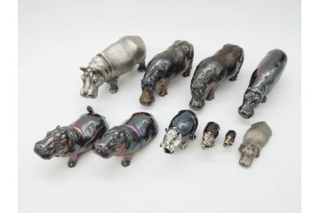 錫　ピューター　925　800　ホールマーク　カバ　色々なテイストを楽しめる置物など10点セット(動物、アニマル、オブジェ、ディスプレイ)(R-081477)