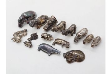STERLING　SILVER　925　カバ　置物など14点(ホールマーク、動物、アニマル、オブジェ、ディスプレイ、アクセサリー)(R-081478)