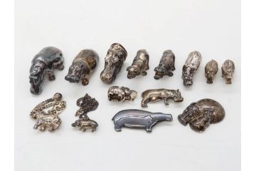 STERLING　SILVER　925　カバ　置物など14点(ホールマーク、動物、アニマル、オブジェ、ディスプレイ、アクセサリー)(R-081478)