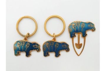 メトロポリタン美術館　MMA　青いカバ　ウィリアム　STERLING　キーホルダー　カフス　ネックレス　アクセサリーなど16点セット(ミュージアムグッズ、エジプト、動物、アニマル、キーリング、ブローチ、ブックマーク)(R-081479)