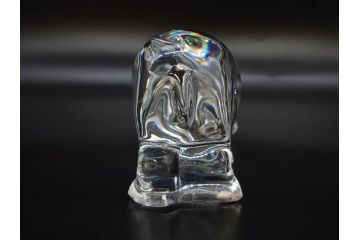 フランス　Baccarat　バカラ　カバ　美しい透明感が魅力の置物3点セット(動物、アニマル、オブジェ、ディスプレイ、フルレッドクリスタルガラス)(R-081480)