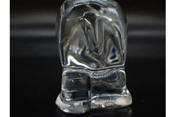 フランス　Baccarat　バカラ　カバ　美しい透明感が魅力の置物3点セット(動物、アニマル、オブジェ、ディスプレイ、フルレッドクリスタルガラス)(R-081480)