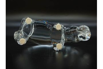 フランス　Baccarat　バカラ　カバ　美しい透明感が魅力の置物3点セット(動物、アニマル、オブジェ、ディスプレイ、フルレッドクリスタルガラス)(R-081480)