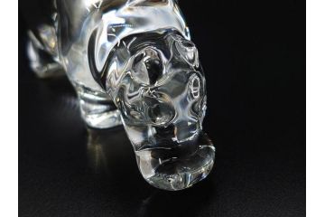 フランス　Baccarat　バカラ　カバ　美しい透明感が魅力の置物3点セット(動物、アニマル、オブジェ、ディスプレイ、フルレッドクリスタルガラス)(R-081480)