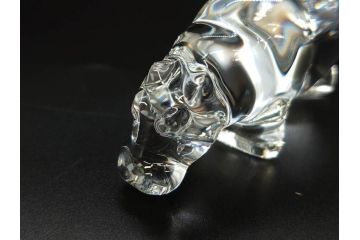 フランス　Baccarat　バカラ　カバ　美しい透明感が魅力の置物3点セット(動物、アニマル、オブジェ、ディスプレイ、フルレッドクリスタルガラス)(R-081480)