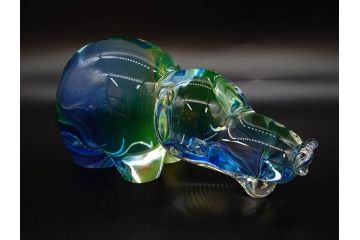 イタリア　V. NASON&C MURANO　ムラノガラス　カバ　愛嬌を感じる置物3点セット(動物、アニマル、ムラーノガラス、ベネチアンガラス、ヴェネチアングラス、オブジェ、ディスプレイ)(R-081481)