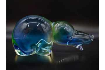 イタリア　V. NASON&C MURANO　ムラノガラス　カバ　愛嬌を感じる置物3点セット(動物、アニマル、ムラーノガラス、ベネチアンガラス、ヴェネチアングラス、オブジェ、ディスプレイ)(R-081481)