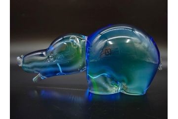 イタリア　V. NASON&C MURANO　ムラノガラス　カバ　愛嬌を感じる置物3点セット(動物、アニマル、ムラーノガラス、ベネチアンガラス、ヴェネチアングラス、オブジェ、ディスプレイ)(R-081481)