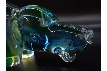 イタリア　V. NASON&C MURANO　ムラノガラス　カバ　愛嬌を感じる置物3点セット(動物、アニマル、ムラーノガラス、ベネチアンガラス、ヴェネチアングラス、オブジェ、ディスプレイ)(R-081481)
