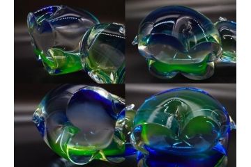 イタリア　V. NASON&C MURANO　ムラノガラス　カバ　愛嬌を感じる置物3点セット(動物、アニマル、ムラーノガラス、ベネチアンガラス、ヴェネチアングラス、オブジェ、ディスプレイ)(R-081481)
