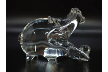 イタリア　V. NASON&C MURANO　ムラノガラス　カバ　愛嬌を感じる置物3点セット(動物、アニマル、ムラーノガラス、ベネチアンガラス、ヴェネチアングラス、オブジェ、ディスプレイ)(R-081481)