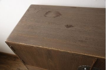 中古　美品　伝統工芸士　岡本国昭作　紀州　焼桐仕上げの衣装盆付き総桐箪笥(並厚)・上段(桐たんす、着物箪笥、衣装箪笥)(R-081482)