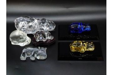 Pukeberg(プーケベリ)　Villeroy&Boch(ビレロイ&ボッホ)　HOYA(ホヤ)　カバ　置物6点セット(動物、アニマル、オブジェ、ディスプレイ、ガラス、硝子、スウェーデン、北欧、ドイツ)(R-081491)