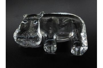 Pukeberg(プーケベリ)　Villeroy&Boch(ビレロイ&ボッホ)　HOYA(ホヤ)　カバ　置物6点セット(動物、アニマル、オブジェ、ディスプレイ、ガラス、硝子、スウェーデン、北欧、ドイツ)(R-081491)