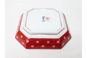 源右衛門窯　有田焼　緑彩葡萄絵　赤絵梅地紋　染付梅鳥　古染風梅紋　染付梅地紋絵割?　食卓に華を添える小鉢5客&中方皿4枚セット(果物、花、向付、深鉢、深皿、角皿、中皿、和皿、和食器、裏印、共箱付き)(R-081492)