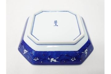 源右衛門窯　有田焼　緑彩葡萄絵　赤絵梅地紋　染付梅鳥　古染風梅紋　染付梅地紋絵割?　食卓に華を添える小鉢5客&中方皿4枚セット(果物、花、向付、深鉢、深皿、角皿、中皿、和皿、和食器、裏印、共箱付き)(R-081492)