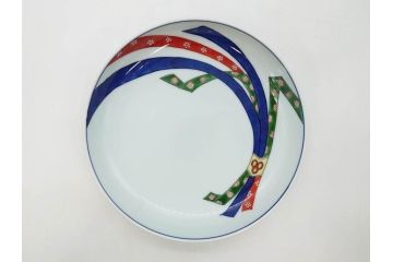 源右衛門窯　有田焼　染錦苺絵　染付梅鳥　染錦熨斗絵　繊細な色付が見事な皿5枚&方皿3枚セット(いちご、果物、銘々皿、中皿、角皿、変形皿、深皿、和皿、和食器、共箱付き)(R-081493)