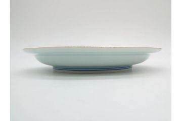 源右衛門窯　有田焼　染付四方唐草　(大)約22cm　7.3寸　(小)約19cm　6.2寸　上品な佇まいの中皿10枚セット(花、取り皿、和皿、和食器、裏印、共箱付き、七寸三分、六寸二分)(R-081496)