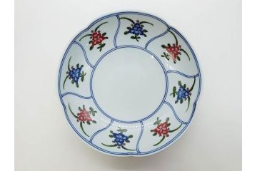 田代亮秀　有田焼　染錦鳳凰唐草紋　花割紋　花唐草紋　万歴風双龍紋　5.2寸・7寸・7.6寸・1尺　華やかな雰囲気の皿2枚&鉢2客セット(鳥、竜、深鉢、中皿、大皿、尺皿、深皿、和皿、和食器、裏印、共箱付き、五寸二分、七寸、七寸六分、一尺)(R-081501)
