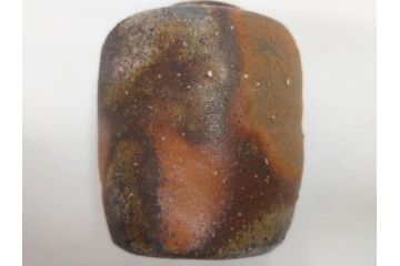 小西陶蔵　青備前　香炉/備前　茶入れ　土の温かみを感じる味わい深い香炉&茶入セット(香爐、仏具、茶道具、茶陶、茶入れ、抹茶、蓋物、小蓋物、共箱付き、仕覆付き)(R-081506)