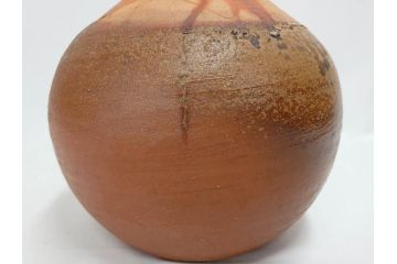 小西陶蔵　備前　長首　高さ 約36cm　窯変の美が際立つ花入(花瓶、花器、花生、花活、和食器、裏印、共箱付き)(R-081507)