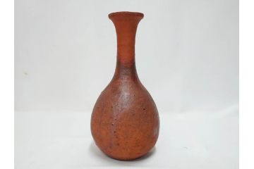 小西陶蔵　備前　耳付　侘び寂びの趣が漂う花入3点&壷セット(花生、花活、花器、花瓶、壺、和食器、裏印、共箱付き)(R-081508)
