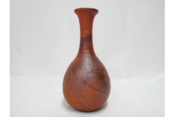 小西陶蔵　備前　耳付　侘び寂びの趣が漂う花入3点&壷セット(花生、花活、花器、花瓶、壺、和食器、裏印、共箱付き)(R-081508)