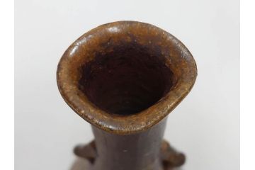 小西陶蔵　備前　耳付　侘び寂びの趣が漂う花入3点&壷セット(花生、花活、花器、花瓶、壺、和食器、裏印、共箱付き)(R-081508)