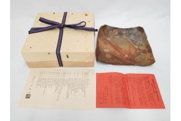 小西陶蔵　備前　砧花入　土の自然な風合いが際立つ花入3点&皿セット(四方、中皿、角皿、和皿、和食器、花生、花活、花器、花瓶、裏印、共箱付き)(R-081509)