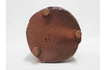 小西陶蔵　備前　砧花入　土の自然な風合いが際立つ花入3点&皿セット(四方、中皿、角皿、和皿、和食器、花生、花活、花器、花瓶、裏印、共箱付き)(R-081509)