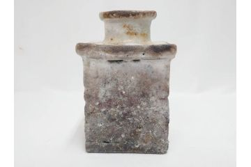 金森伸郎　志野焼　志野灰被　雪野志野　温かみを感じる独特の風合いが魅力の花生2点セット(前田昌道書付、花活、花入、花器、花瓶、ウコン布付き、裏印、共箱付)(R-081510)