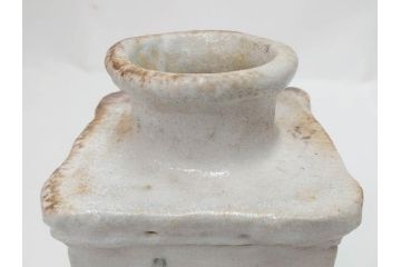 金森伸郎　志野焼　志野灰被　雪野志野　温かみを感じる独特の風合いが魅力の花生2点セット(前田昌道書付、花活、花入、花器、花瓶、ウコン布付き、裏印、共箱付)(R-081510)