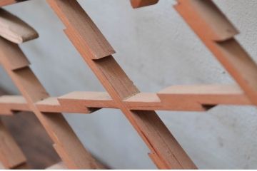 アンティーク建具　可愛らしいデザインが魅力的な組子欄間1枚(明り取り、明かり取り、らんま)(R-081529)