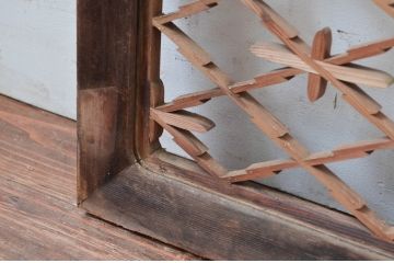 アンティーク建具　可愛らしいデザインが魅力的な組子欄間1枚(明り取り、明かり取り、らんま)(R-081529)