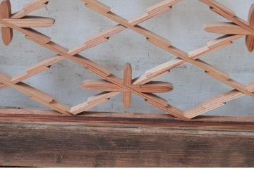 アンティーク建具　可愛らしいデザインが魅力的な組子欄間1枚(明り取り、明かり取り、らんま)(R-081529)