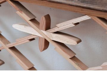 アンティーク建具　可愛らしいデザインが魅力的な組子欄間1枚(明り取り、明かり取り、らんま)(R-081529)