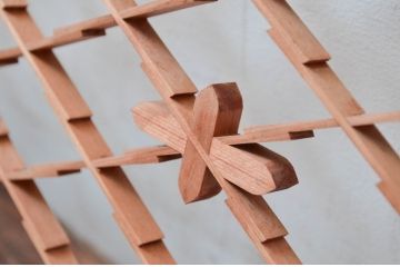 アンティーク建具　木の素朴な味わいが感じられる組子欄間1枚(明り取り、明かり取り、らんま)(R-081530)