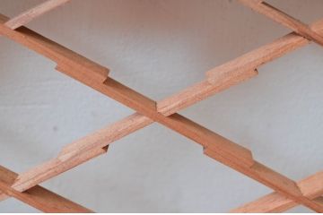 アンティーク建具　木の素朴な味わいが感じられる組子欄間1枚(明り取り、明かり取り、らんま)(R-081530)