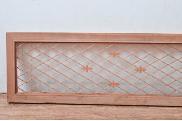 アンティーク建具　木の素朴な味わいが感じられる組子欄間1枚(明り取り、明かり取り、らんま)(R-081530)
